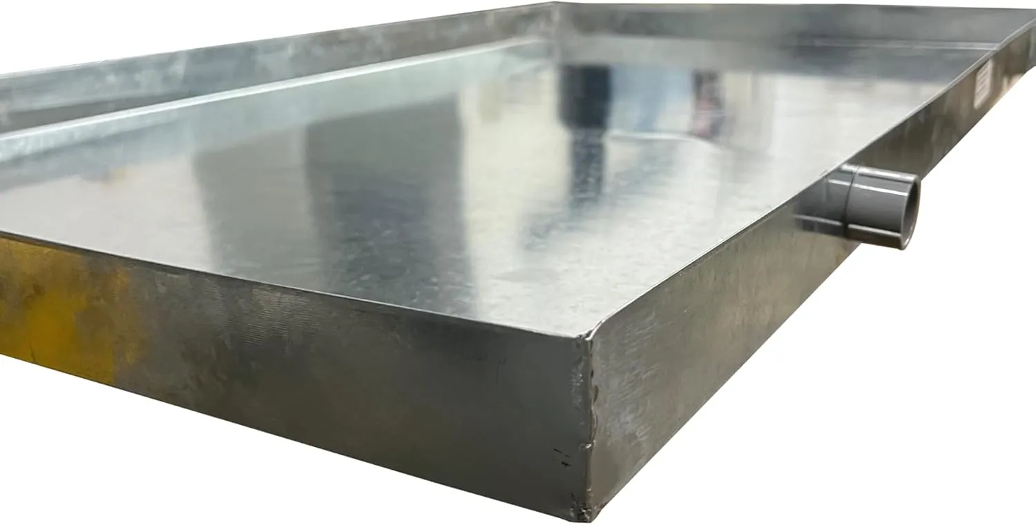 Heavy-Duty Galvanized Steel Drain Pan – Premium, Rust-Resistant HVAC Condensate Pan – Leak-Proof for Maximum Protection – With Hole Option (30"x30"x2")
