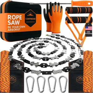 High Limb Rope Saw 53 In - Zero Effort 360 Rope Chain Saw - Sharp Manual Tree Limb Cutter - Hand Chainsaw with Ergonomic Handles and Carrying Case - Fast and Easy Pocket Chainsaw