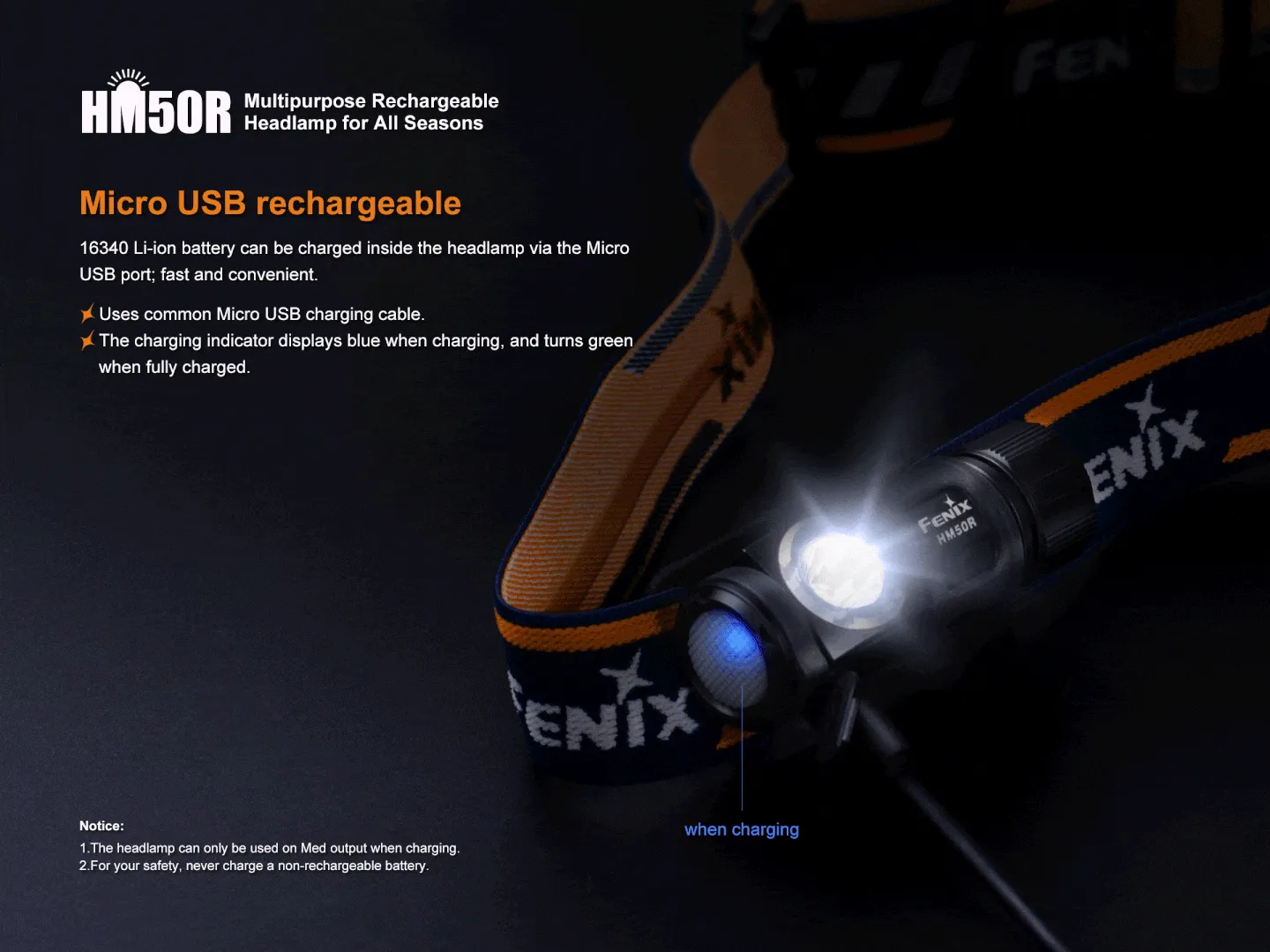 HM50R MULTI-FUNCTIONAL RECHARGEABLE HEADLAMP FOR ALL SEASONS
