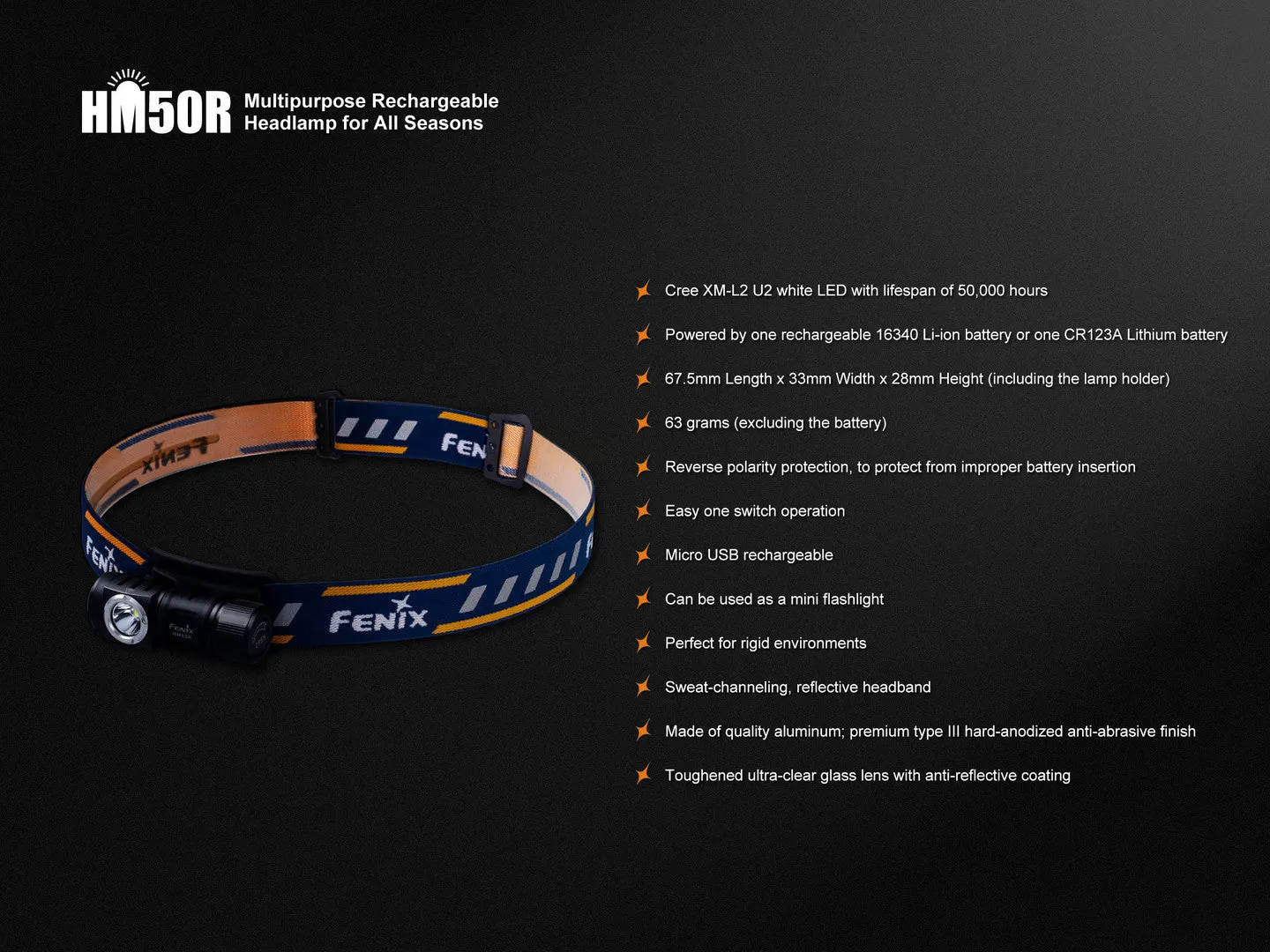 HM50R MULTI-FUNCTIONAL RECHARGEABLE HEADLAMP FOR ALL SEASONS