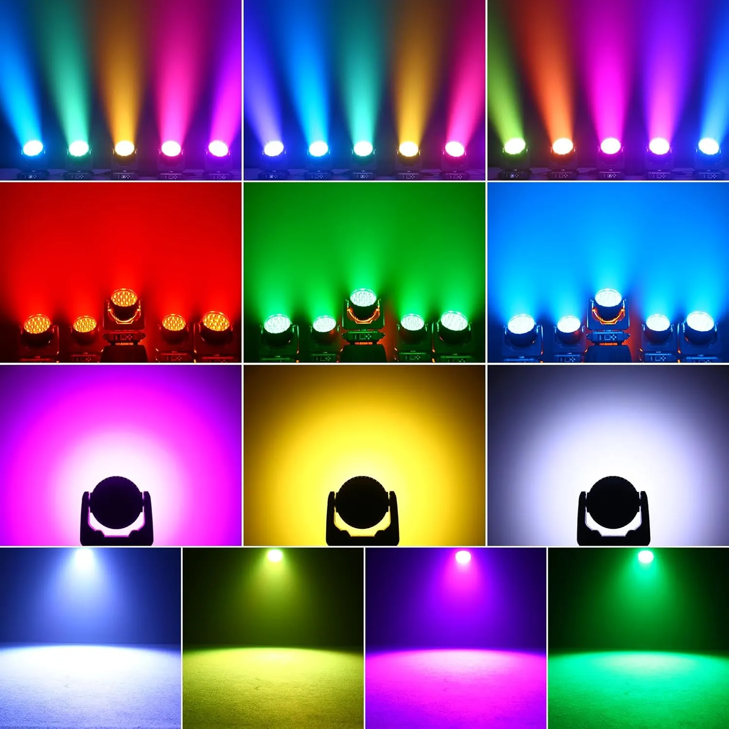 HOLDLAMP Moving Head Lights 19x15W RGBW 4-in-1 LED Stage Light with Zoom Beam Wash Effect by Sound Activated Auto DMX Control for Wedding DJ Disco Parties Nightclub Show Bar (1 Pack)