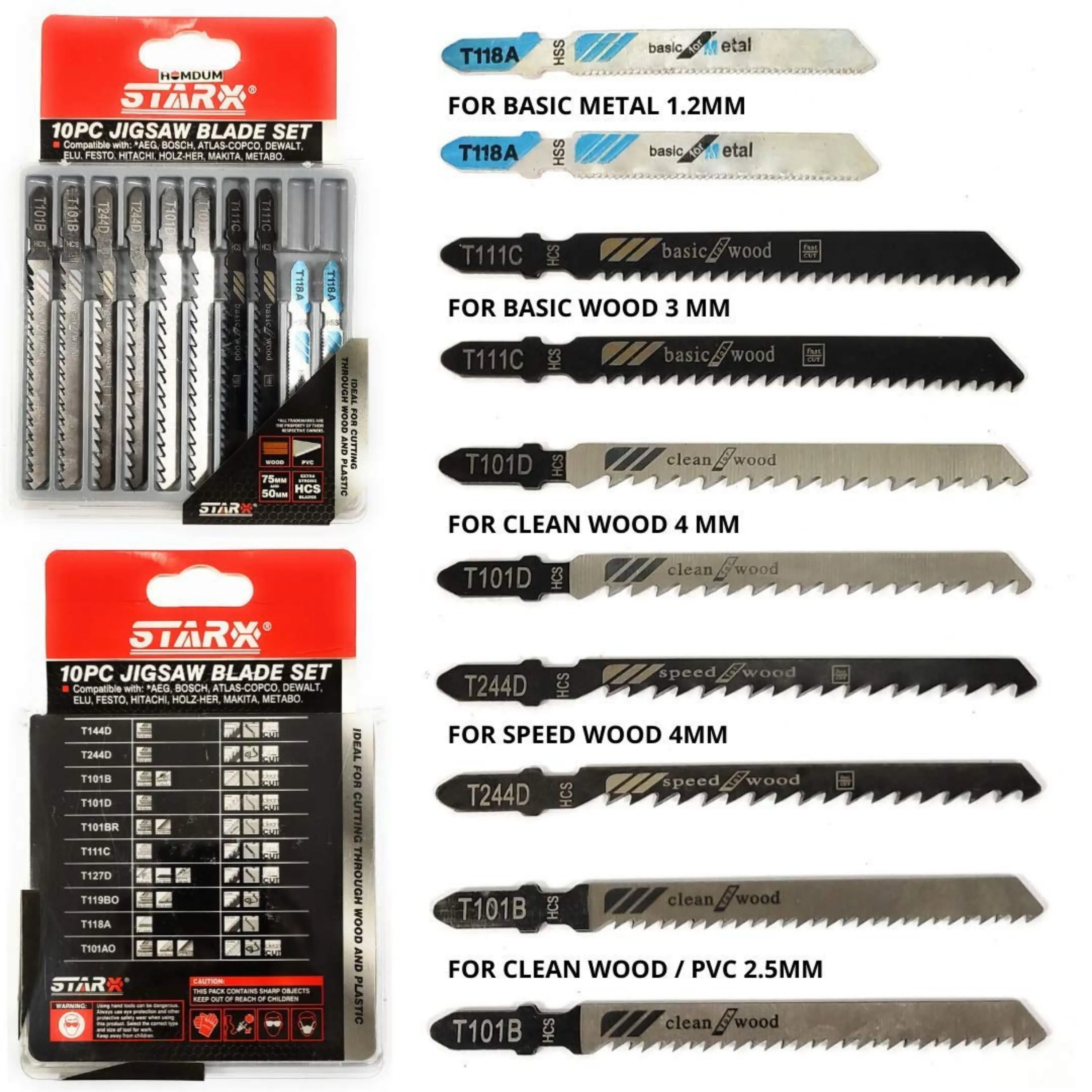 Homdum 450W Jigsaw Machine 55mm And 10   2 Pc Heavy Duty Jigsaw Blades Set Combo, with lock switch, 70 mm cutting blade (easy installation) cutter for wood metal plastic.