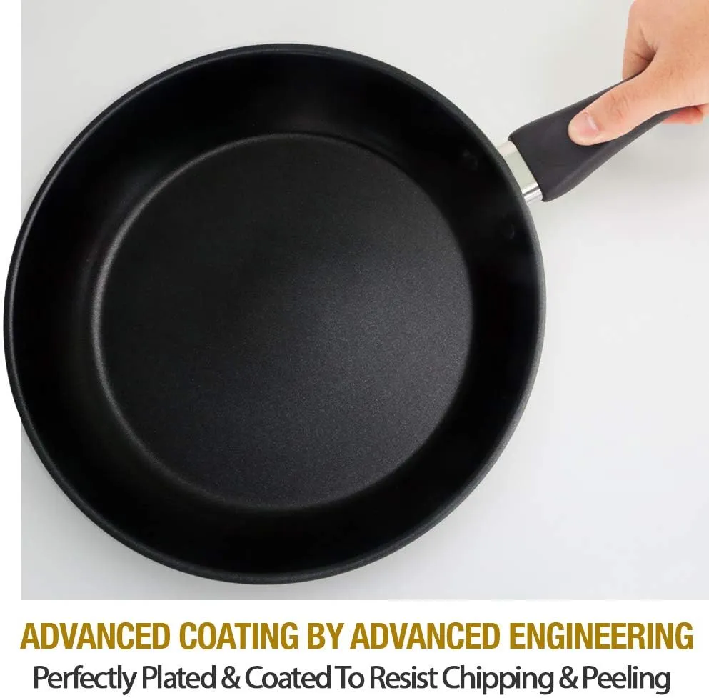 HOMICHEF 11 Inch Nonstick Frying Pan - Stainless Steel Omelet Pan with Vented Glass Lid - Induction Compatible