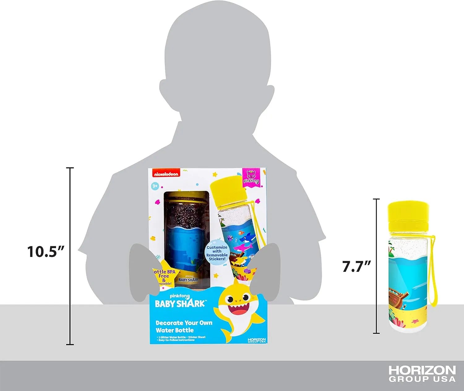 Horizon Group USA Baby Shark Decorate Your Own Water Bottle