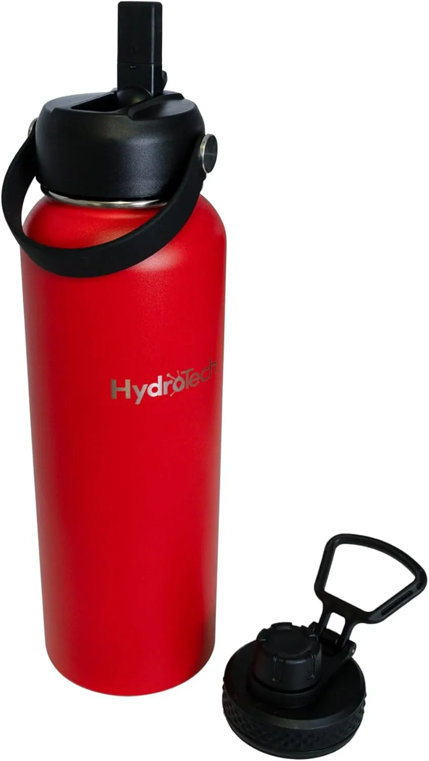 HydroTech Stainless Steel Leak Proof Water Bottle with Double Wall Insulation and 2 Lids (Straw Lid) - 40 OZ.
