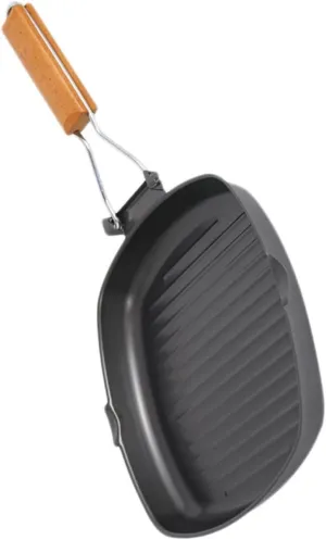 IMIKEYA Portable Cast Bbq Pan Lightweight Folding Outdoor Cooking Pan Anti-scald Handle for Camping and Grilling 20cm
