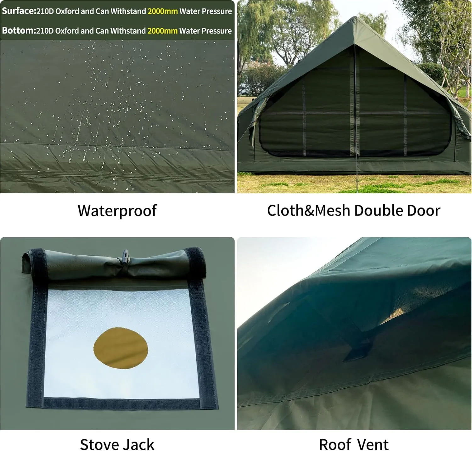 Inflatable Camping Tent with Hand Pump Waterproof Outdoor Blow up Tent 3-8 Person Oxford 4 Season Glamping Air Tent Cabin House with Mesh Windows & Door