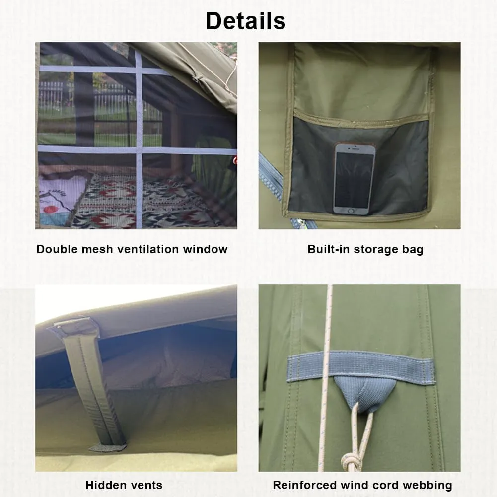 Inflatable Tents with Pump,2-4 Person Blow Up Tent with Stove Jack Hole,4 Season Large Pop-Up Tents,Easy Setup