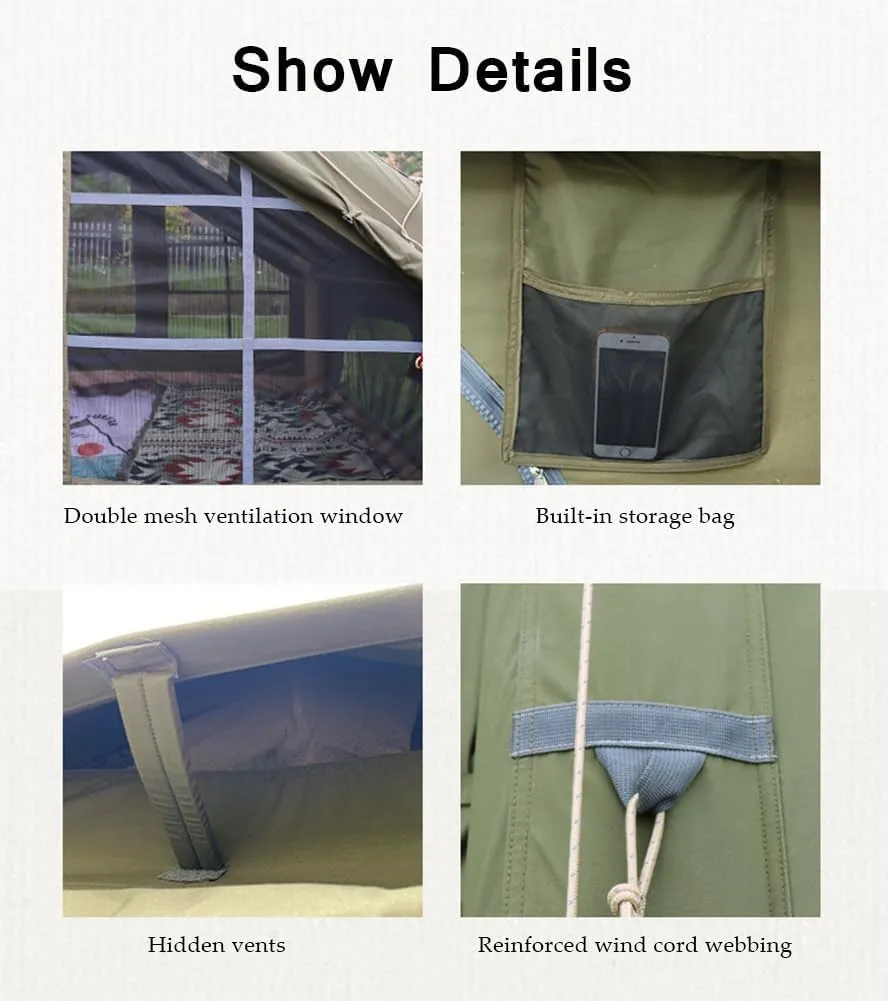 Inflatable Tents with Pump,2-4 Person Blow Up Tent with Stove Jack Hole,4 Season Large Pop-Up Tents,Easy Setup