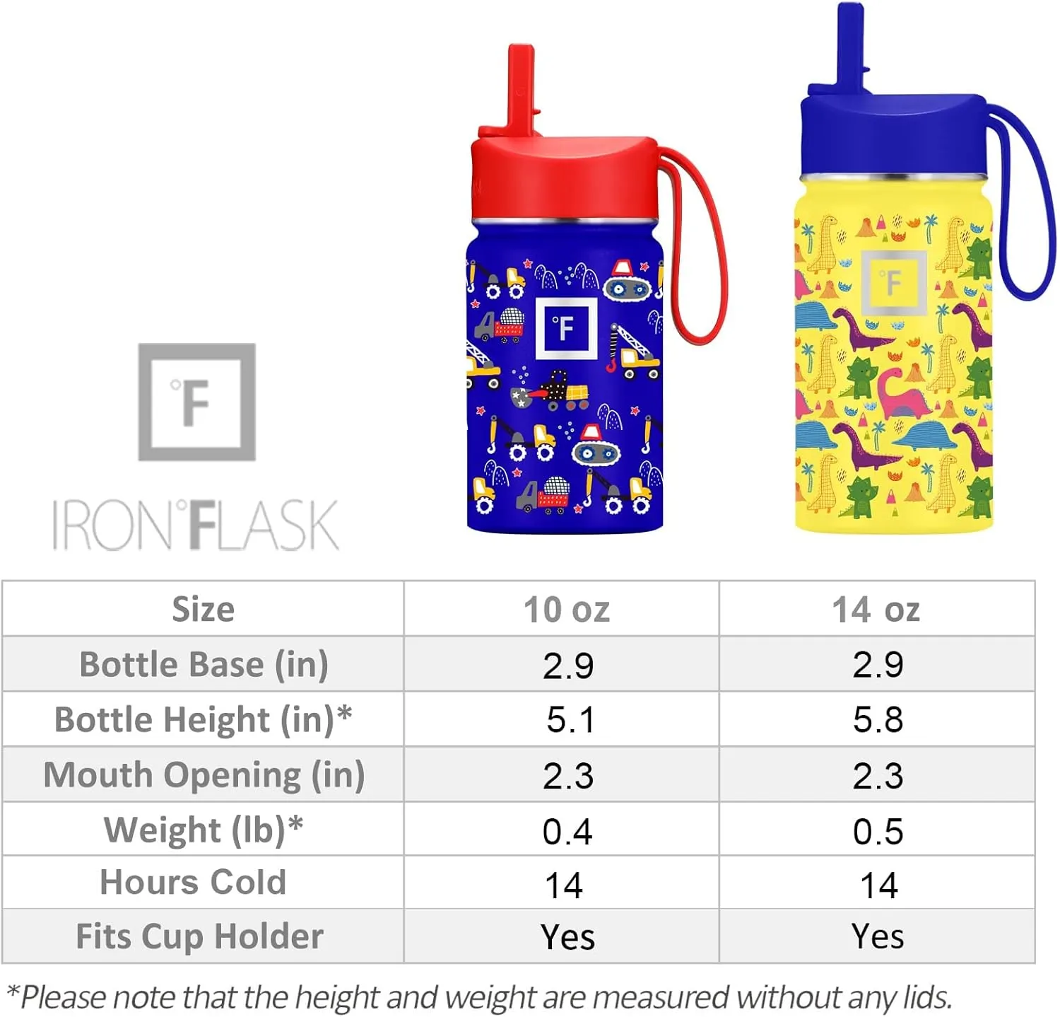 IRON °FLASK Kids Water Bottle - Straw Lid, 20 Name Stickers, Vacuum Insulated Stainless Steel, Double Walled Tumbler Travel Cup, Thermos Mug - Stardust Unicorns, 14 Oz