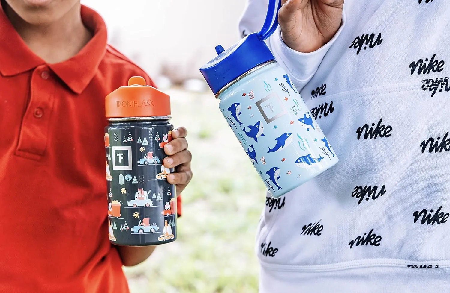 IRON °FLASK Kids Water Bottle - Straw Lid, 20 Name Stickers, Vacuum Insulated Stainless Steel, Double Walled Tumbler Travel Cup, Thermos Mug - Stardust Unicorns, 14 Oz