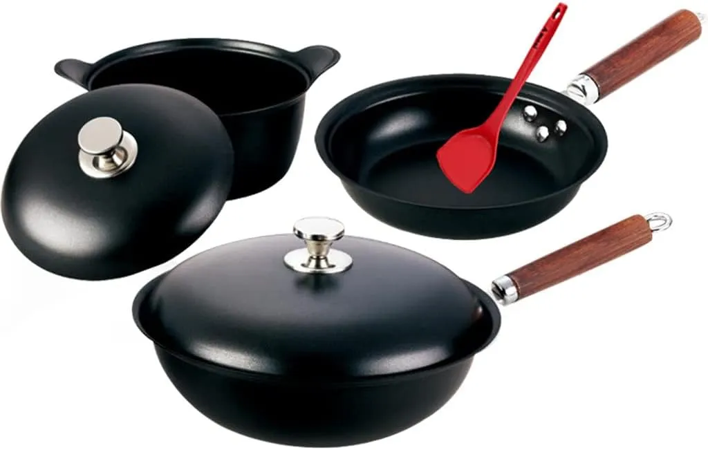 Iron Pan Frying Pan Household Cooking Pot Gas Stove Suitable for Non-Stick Pot Set Three-Piece Set