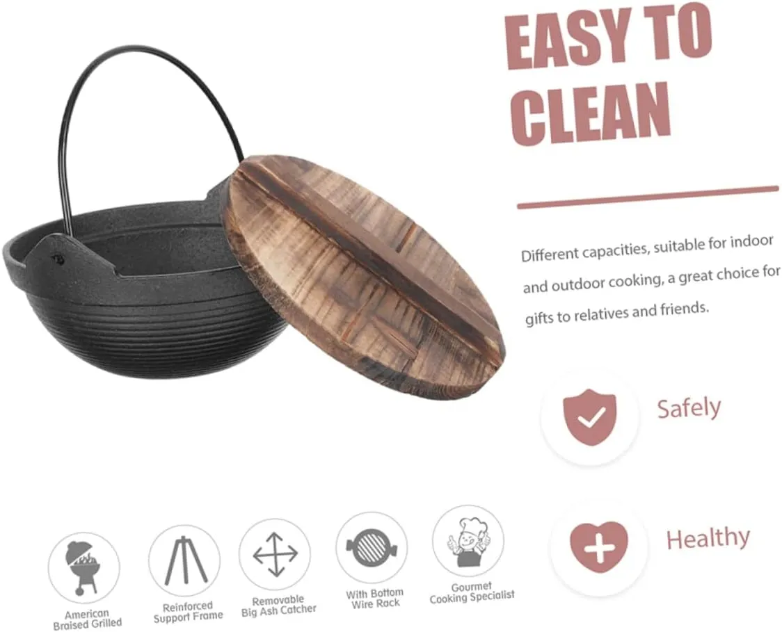Iron Sukiyaki Pot Japanese Cooking Pot Hanging Shabu Pan Easy to Clean for Outdoor Activities