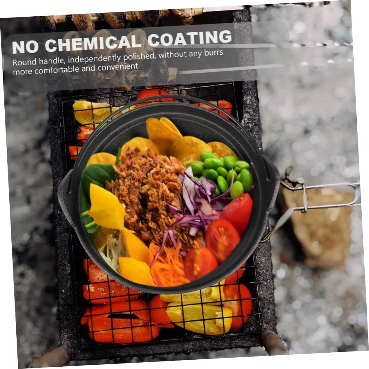 Iron Sukiyaki Pot Japanese Cooking Pot Hanging Shabu Pan Easy to Clean for Outdoor Activities