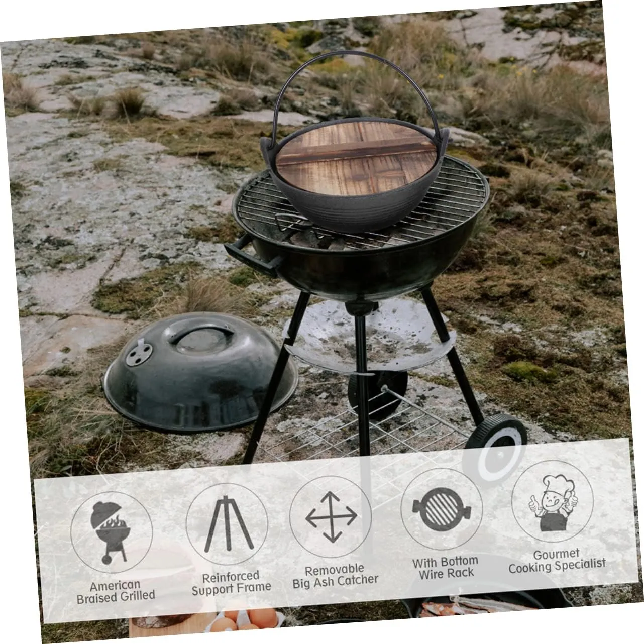 Iron Sukiyaki Pot Japanese Cooking Pot Hanging Shabu Pan Easy to Clean for Outdoor Activities