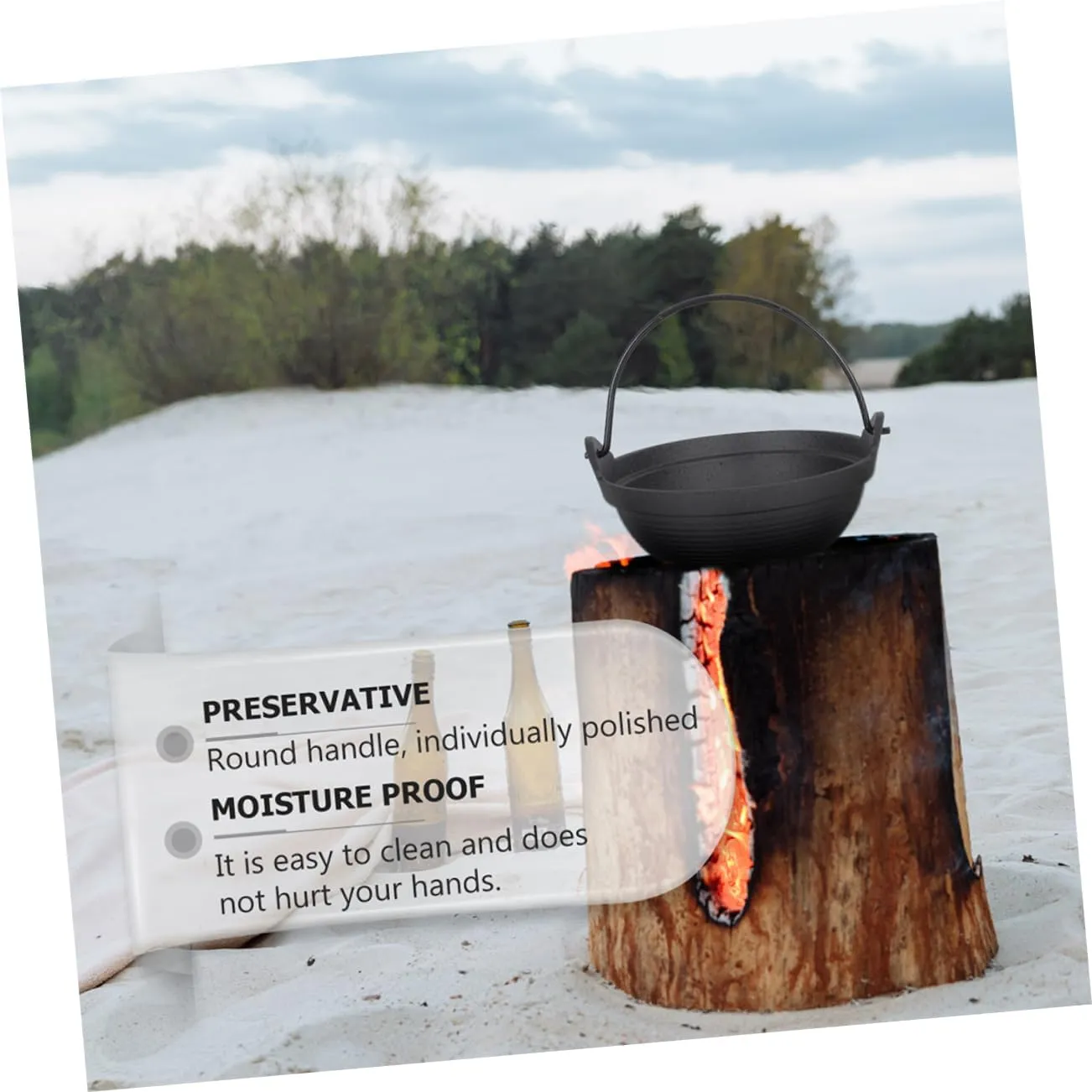 Iron Sukiyaki Pot Japanese Cooking Pot Hanging Shabu Pan Easy to Clean for Outdoor Activities