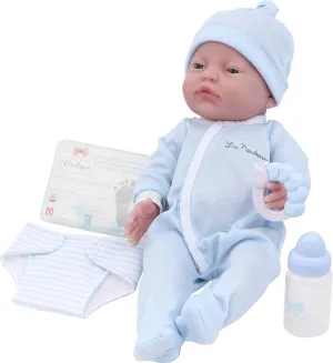 JC Toys 6 Piece Realistic Baby Doll Gift Set Classic La Newborn Nursery | 17" Life-Like Doll w/Accessories | Blue | Ages 2 | Made in Spain