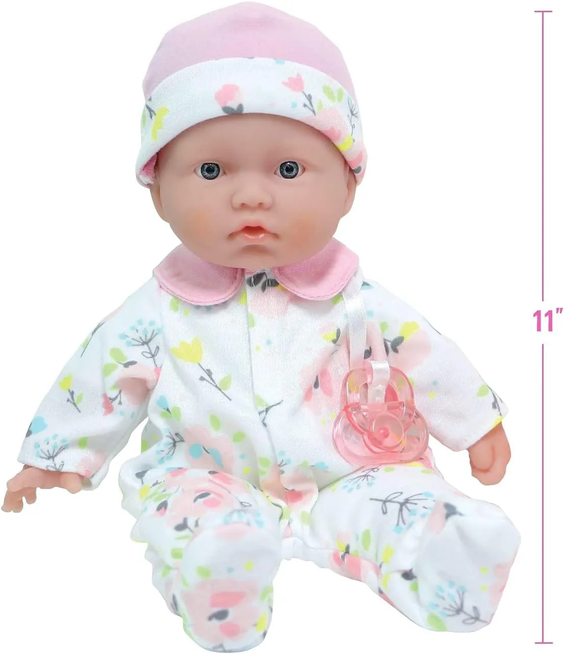 JC Toys - La Baby Travel Case Gift Set| Caucasian 11-inch Small Soft Body Baby Doll | Washable | Cute Outfit, Bottle, Pacifier & Plush Bunny | for Children 12 Months  , Pink