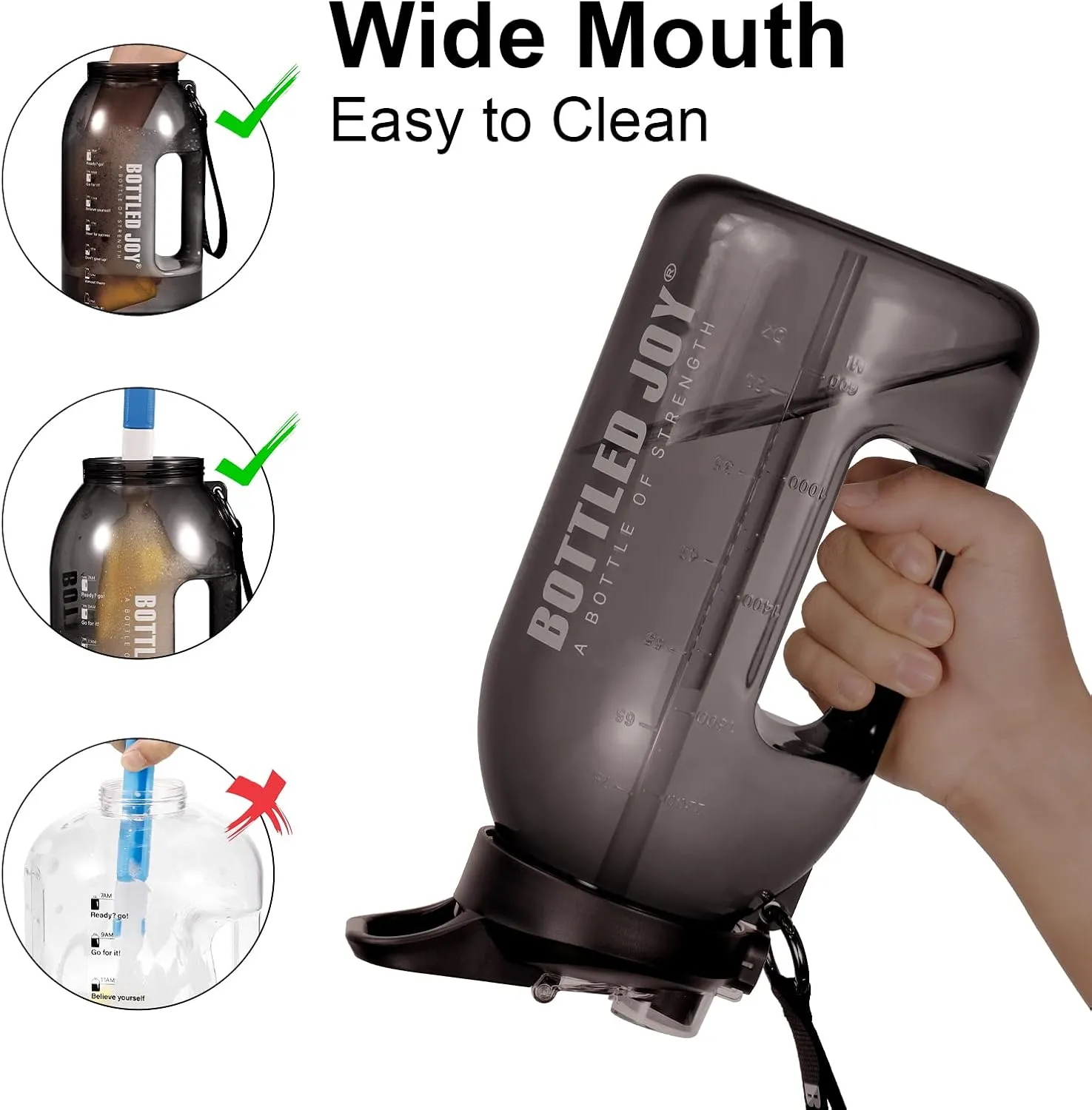 JIMACRO 2 In 1 Water Bottle with Straw and Chug Lid, 2.5L BOTTLED JOY Sports Water Bottle with Time Markings and Wide Mouth, Reusable BPA Free Water Bottles and Leak Proof Durable for Gym Exercise