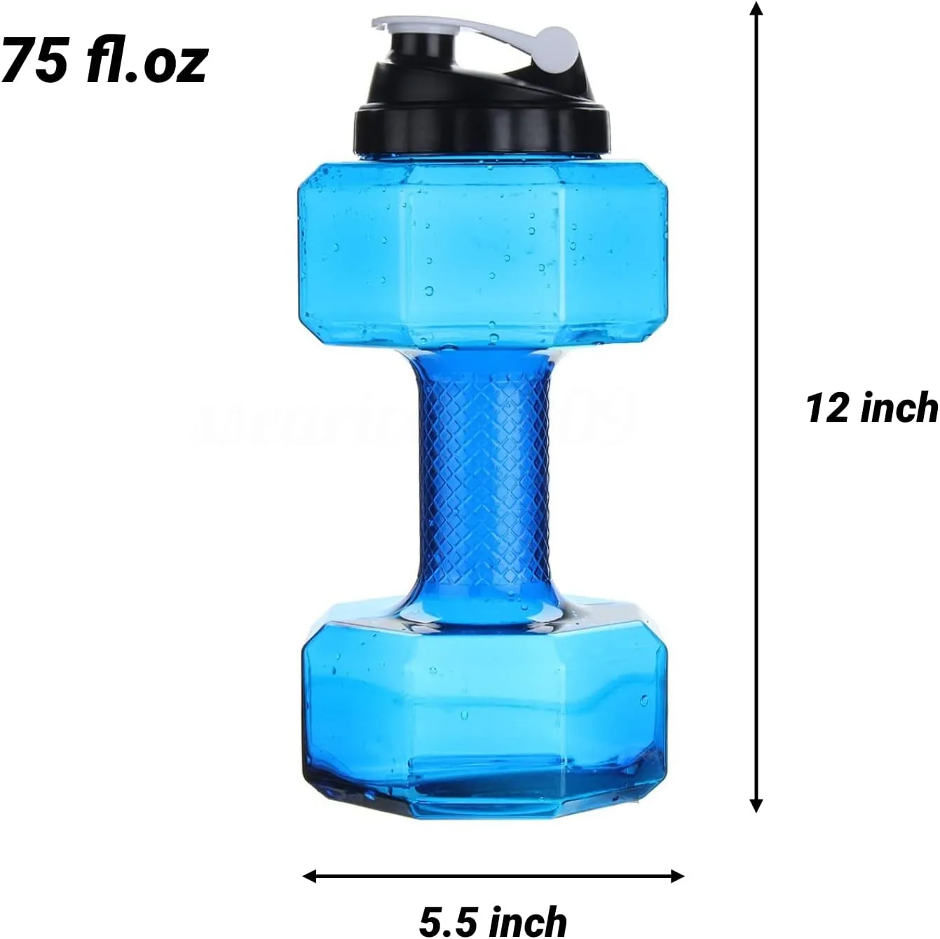 Jumigra Upgrade Dumbbell Shaped Water Bottle | Big Capacity 75 Oz (2.2 L)| BPA Free | Flip Top Leak Proof lid | 5 Colors