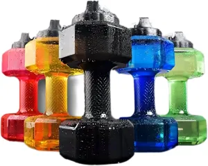 Jumigra Upgrade Dumbbell Shaped Water Bottle | Big Capacity 75 Oz (2.2 L)| BPA Free | Flip Top Leak Proof lid | 5 Colors