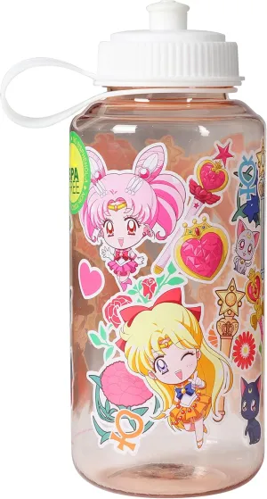 JUST FUNKY Sailor Moon Crystal Water Bottle | 34 Oz Water Bottle Featuring Sailor Moon Crystal Chibi Characters | Home Deco | Gym Water Bottle | Anime Water Bottle | Official Licensed