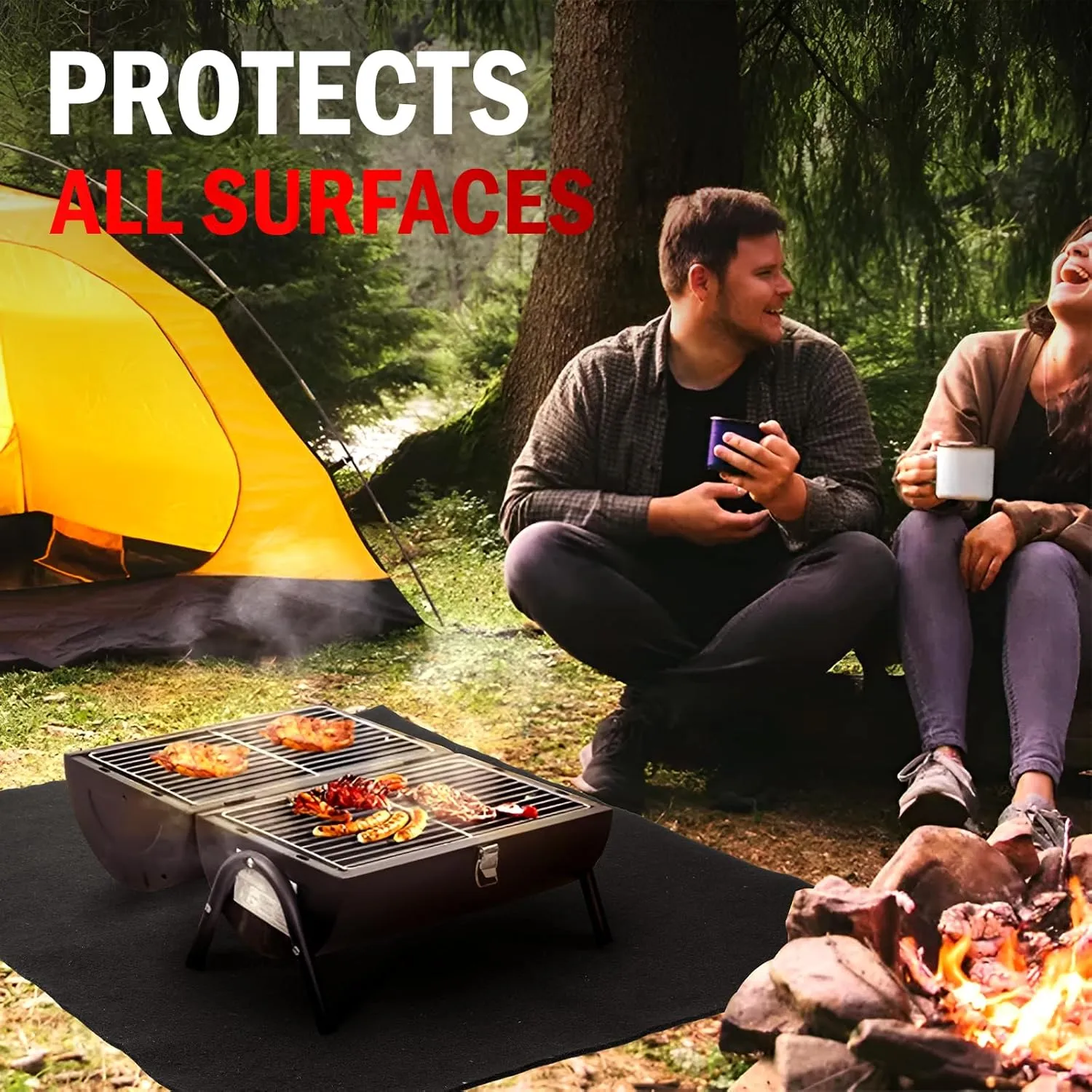 kanhiro 40x40 Inch Large Welding Blanket Fireproof Pad - 5mm Thickened Fire Resistant Carbon Felt Cloth, Flame Retardant Fabric, Heat Shield for Grill Cover, Soldering, Firepit, Smoker