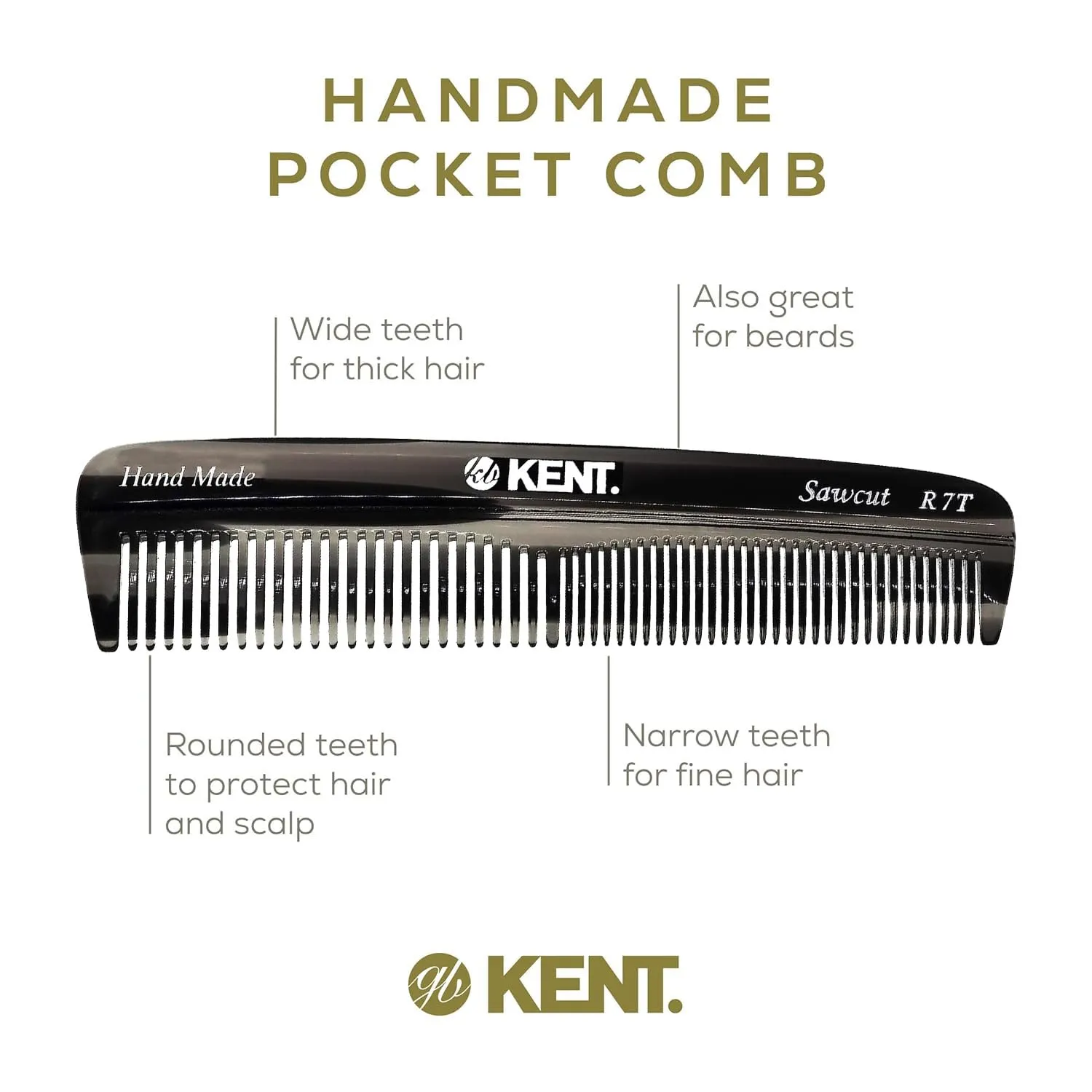 Kent Men's Beard Grooming Kit - Handmade Pocket Comb Set for Travel and Home Care, Mustache and Beard Combs