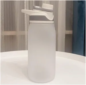 kettles Large Frosted Water Bottles Fast Flow BPA Free,Leak proof Sports Bottle with Built-in Handle,Portable Plastic Cups,Students canteen(B,Small)