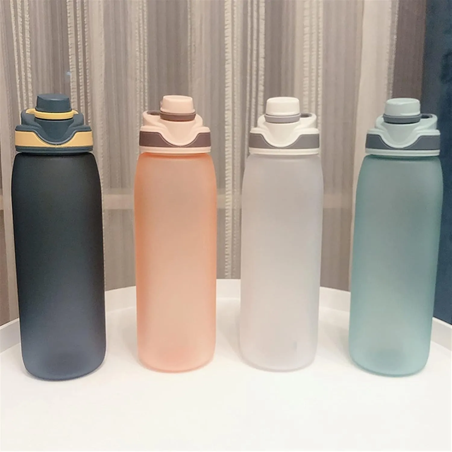 kettles Large Frosted Water Bottles Fast Flow BPA Free,Leak proof Sports Bottle with Built-in Handle,Portable Plastic Cups,Students canteen(D,Small)
