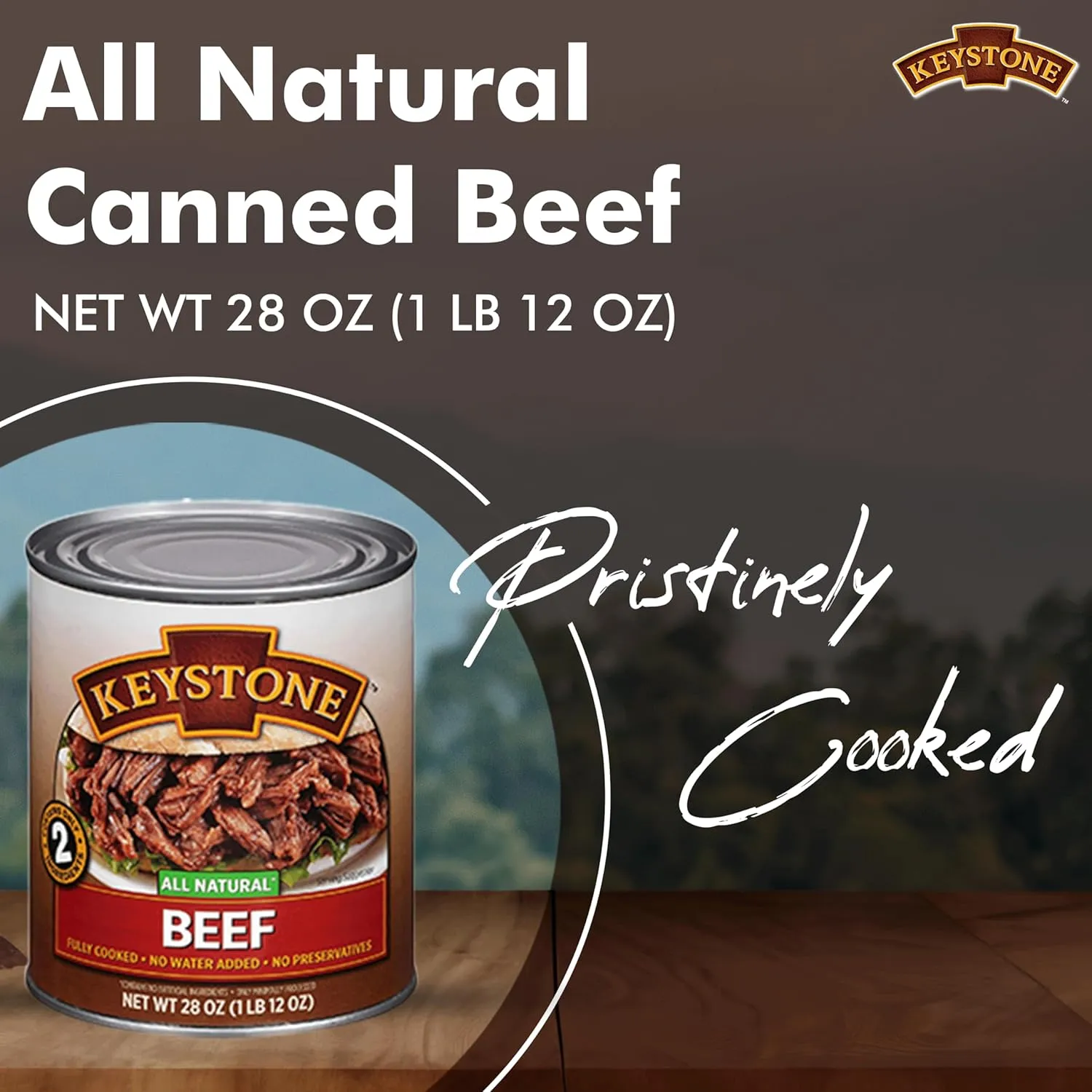 Keystone Meats All Natural Heat and Serve Canned Beef 28 Oz Fully Cooked Canned Meat Long Shelf Life Emergency Survival Canned Food Ready to Eat No Preservatives Gluten Free Made in USA Pack of 10
