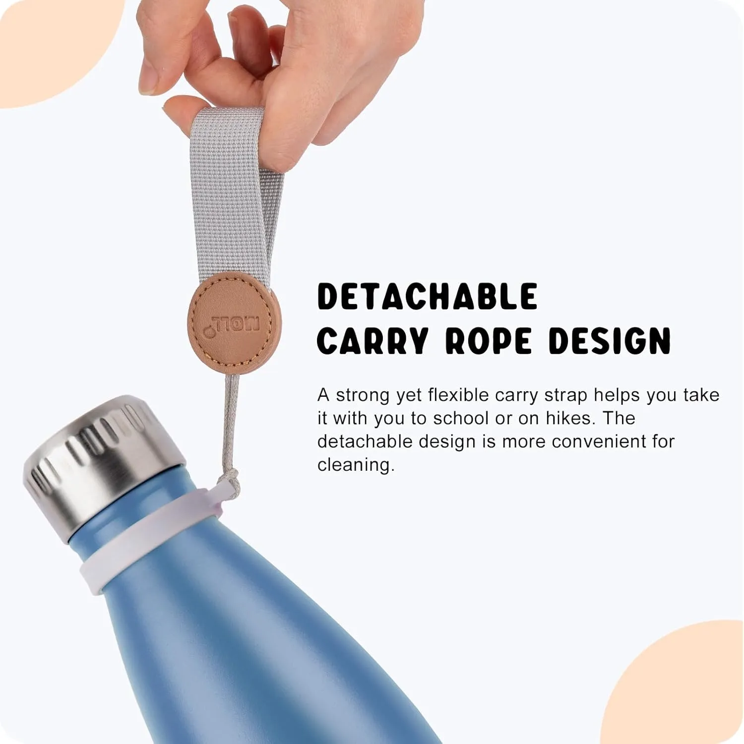 Kids Water Bottle for School-12 oz Stainless Steel Double Wall Vacuum Insulated Sports Water Bottle Reusable Metal Leak Proof Cola Shape Flask for Girls(Royal Blue)