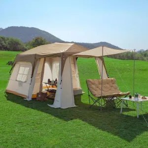 KingCamp Camping Tent 6-8 Person, Weatherproof Hot Tent Large Family Cabin Tents with Stove Jack, Waterproof & Windproof for Family Camping & Outdoor Parties
