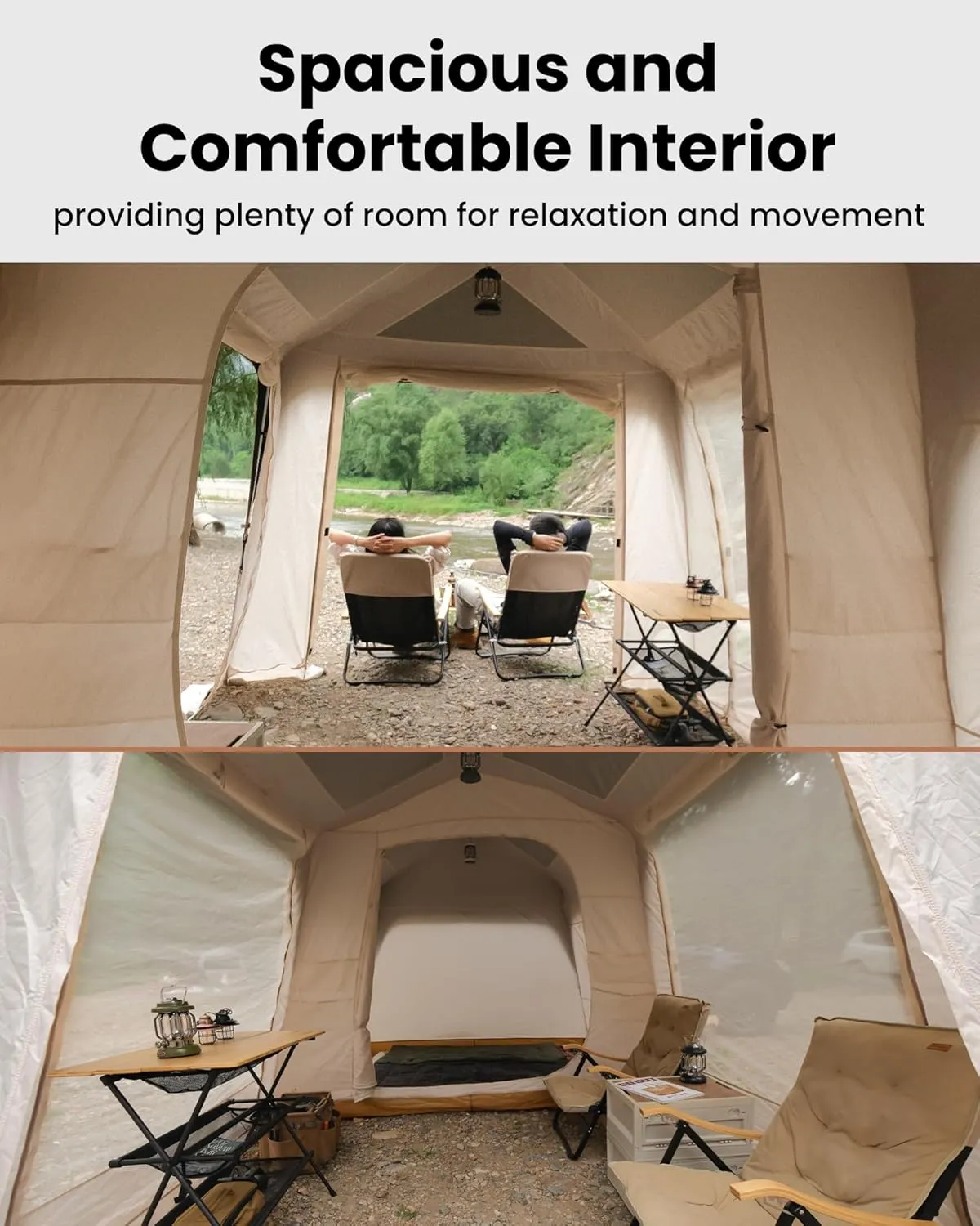 KingCamp Camping Tent 6-8 Person, Weatherproof Hot Tent Large Family Cabin Tents with Stove Jack, Waterproof & Windproof for Family Camping & Outdoor Parties