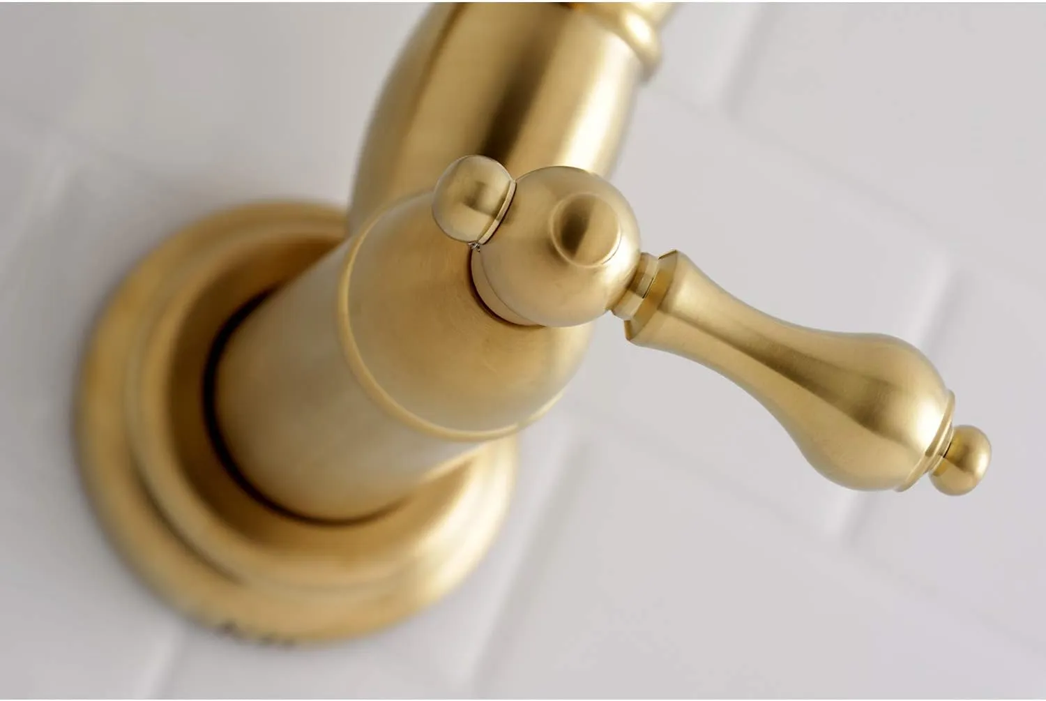 Kingston Brass KS3107AL Wall Mount Pot Filler Kitchen Faucet, Brushed Brass 20 x 2.63 x 8