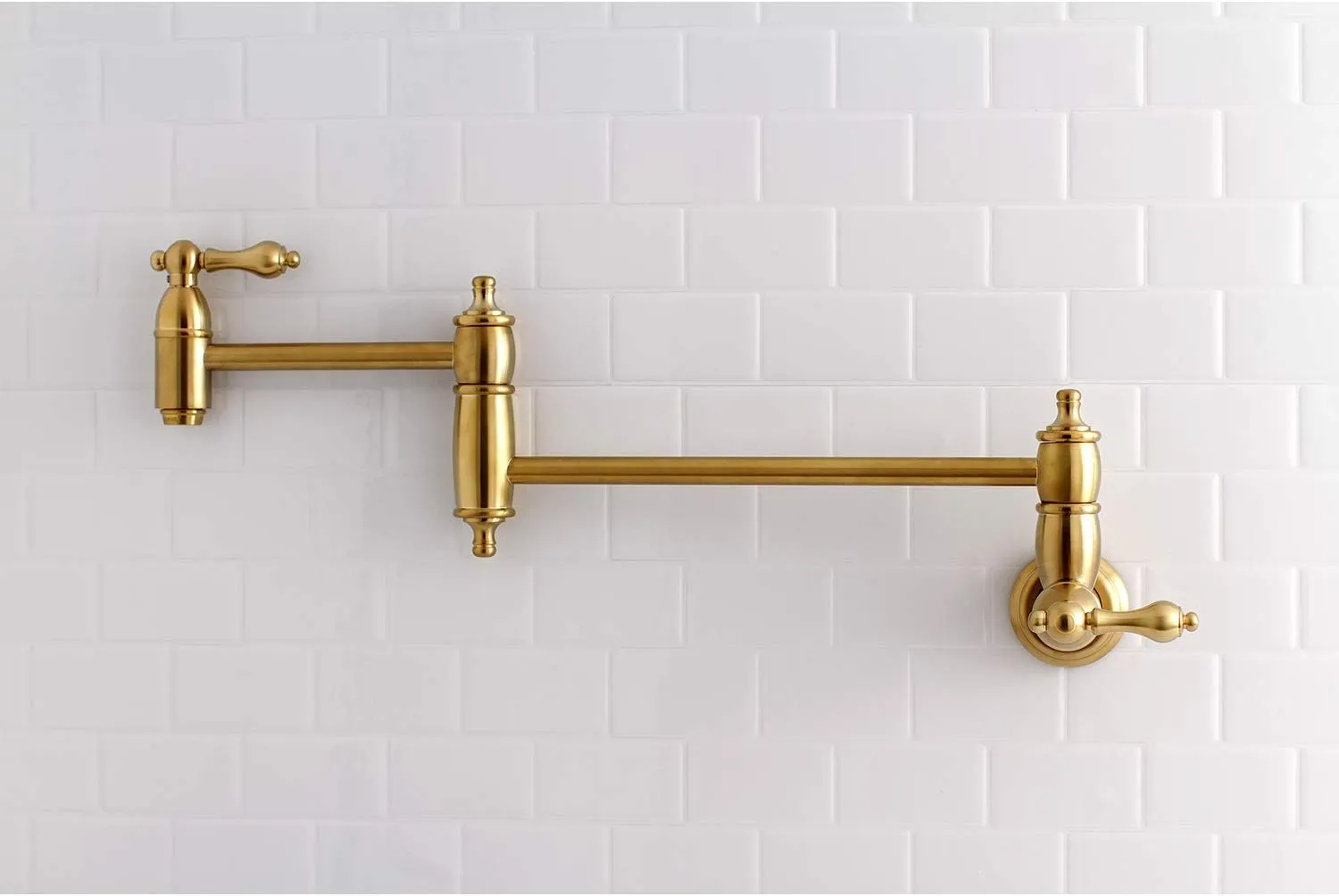 Kingston Brass KS3107AL Wall Mount Pot Filler Kitchen Faucet, Brushed Brass 20 x 2.63 x 8