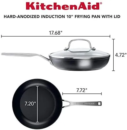 KitchenAid Hard Anodized Induction Nonstick Fry Pan/Skillet with Lid, 10 Inch, Matte Black