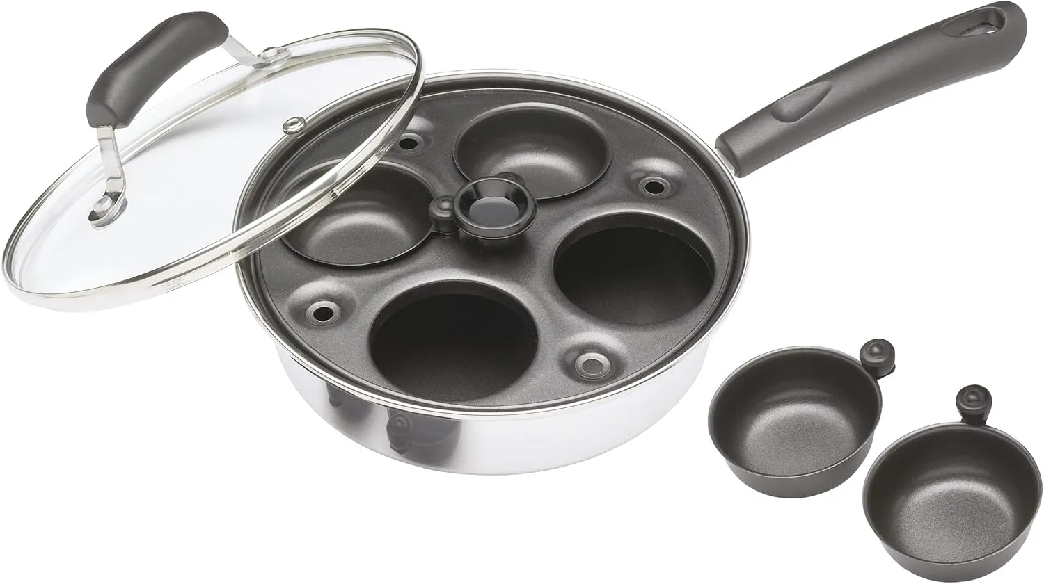 KitchenCraft 4 Egg Poacher Pan, Induction Safe, Carbon Steel, 21 cm