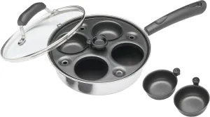 KitchenCraft 4 Egg Poacher Pan, Induction Safe, Carbon Steel, 21 cm