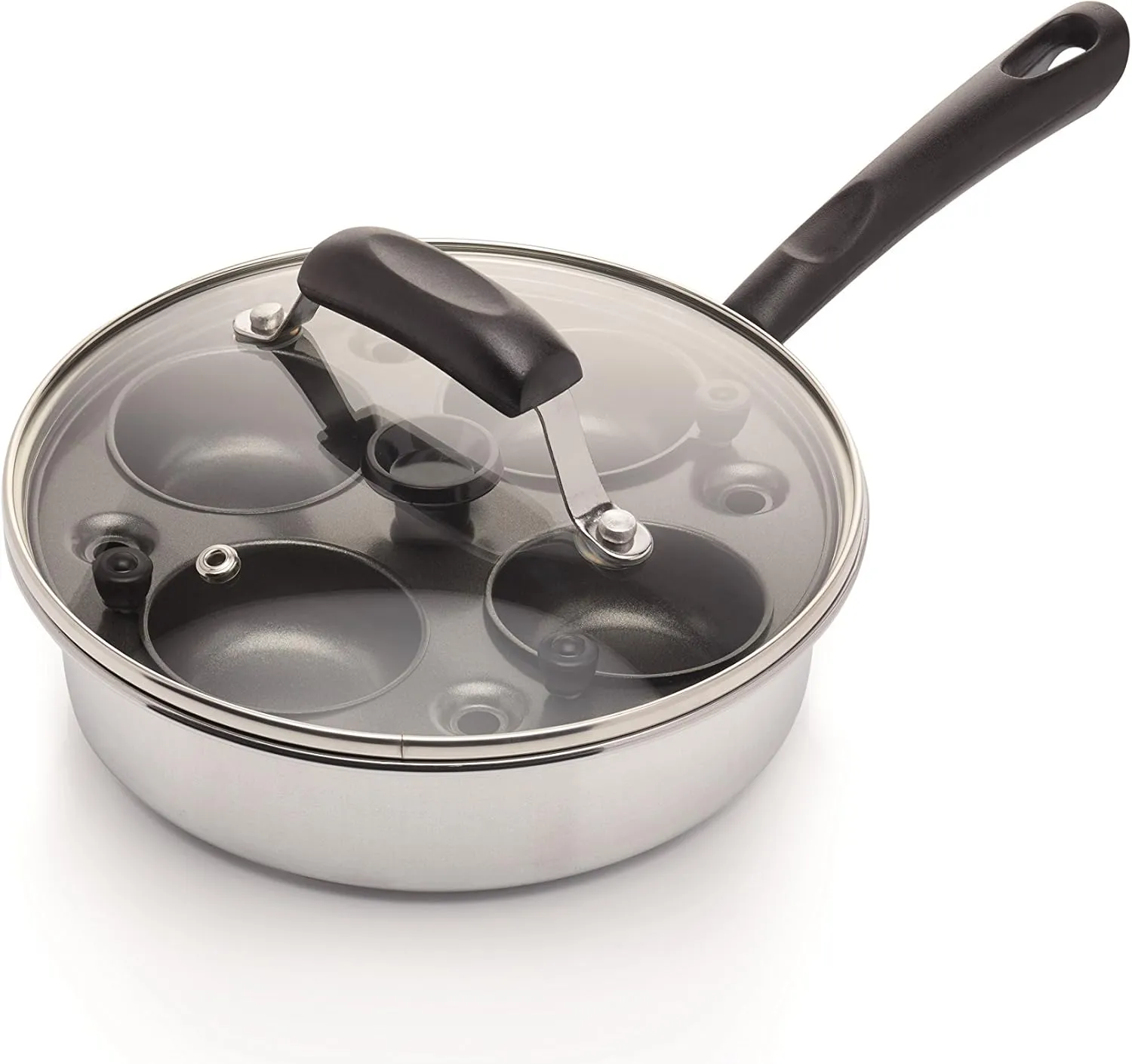 KitchenCraft 4 Egg Poacher Pan, Induction Safe, Carbon Steel, 21 cm