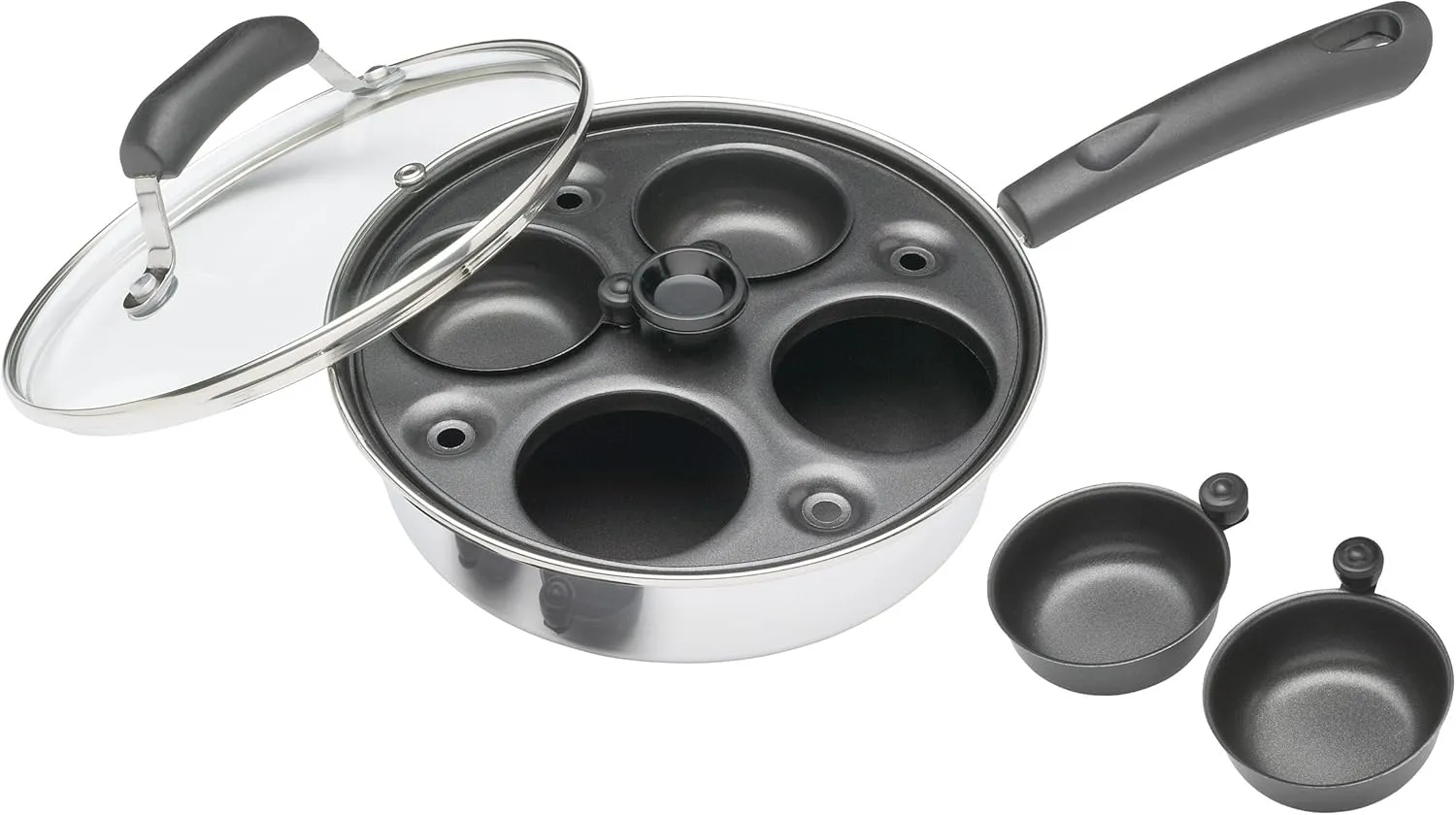 KitchenCraft 4 Egg Poacher Pan, Induction Safe, Carbon Steel, 21 cm