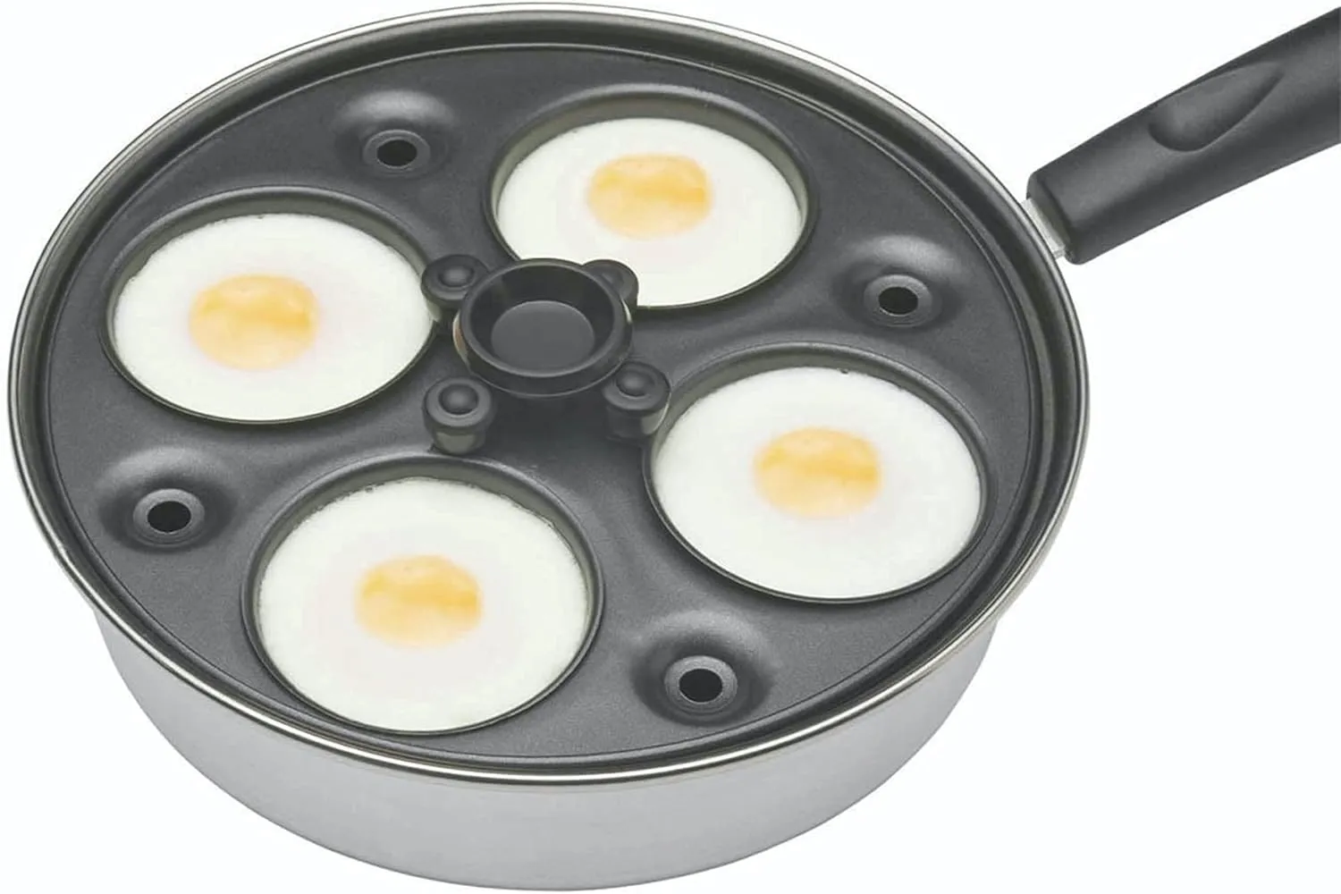 KitchenCraft 4 Egg Poacher Pan, Induction Safe, Carbon Steel, 21 cm