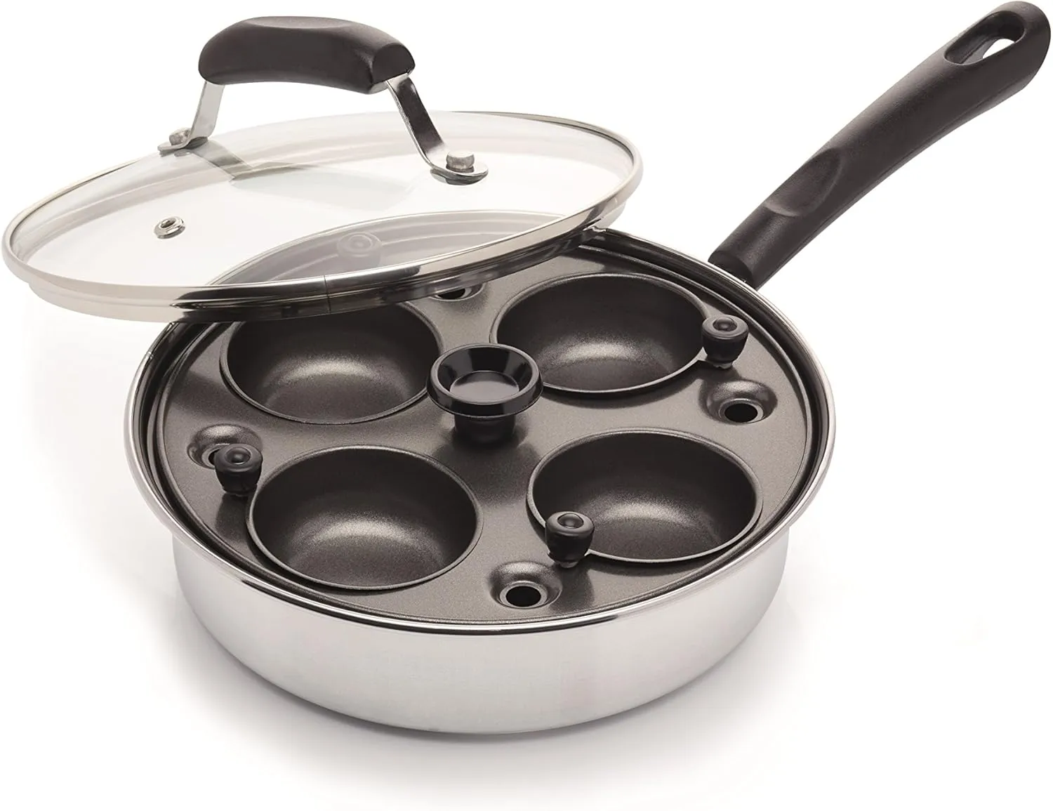 KitchenCraft 4 Egg Poacher Pan, Induction Safe, Carbon Steel, 21 cm