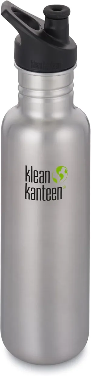 Klean Kanteen Classic Stainless Steel Singel Wall Non-Insulated Water Bottle with Sport Cap