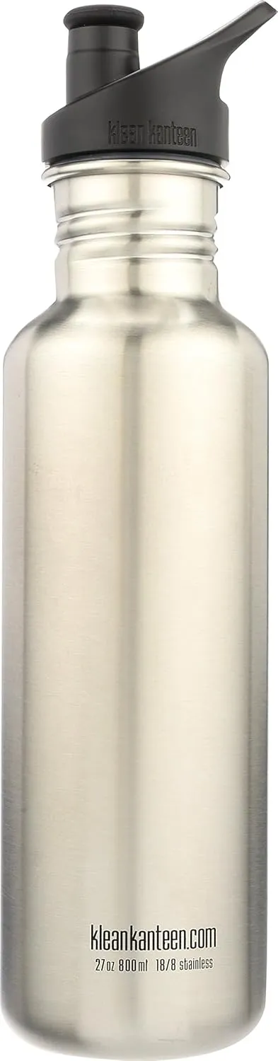 Klean Kanteen Classic Stainless Steel Singel Wall Non-Insulated Water Bottle with Sport Cap