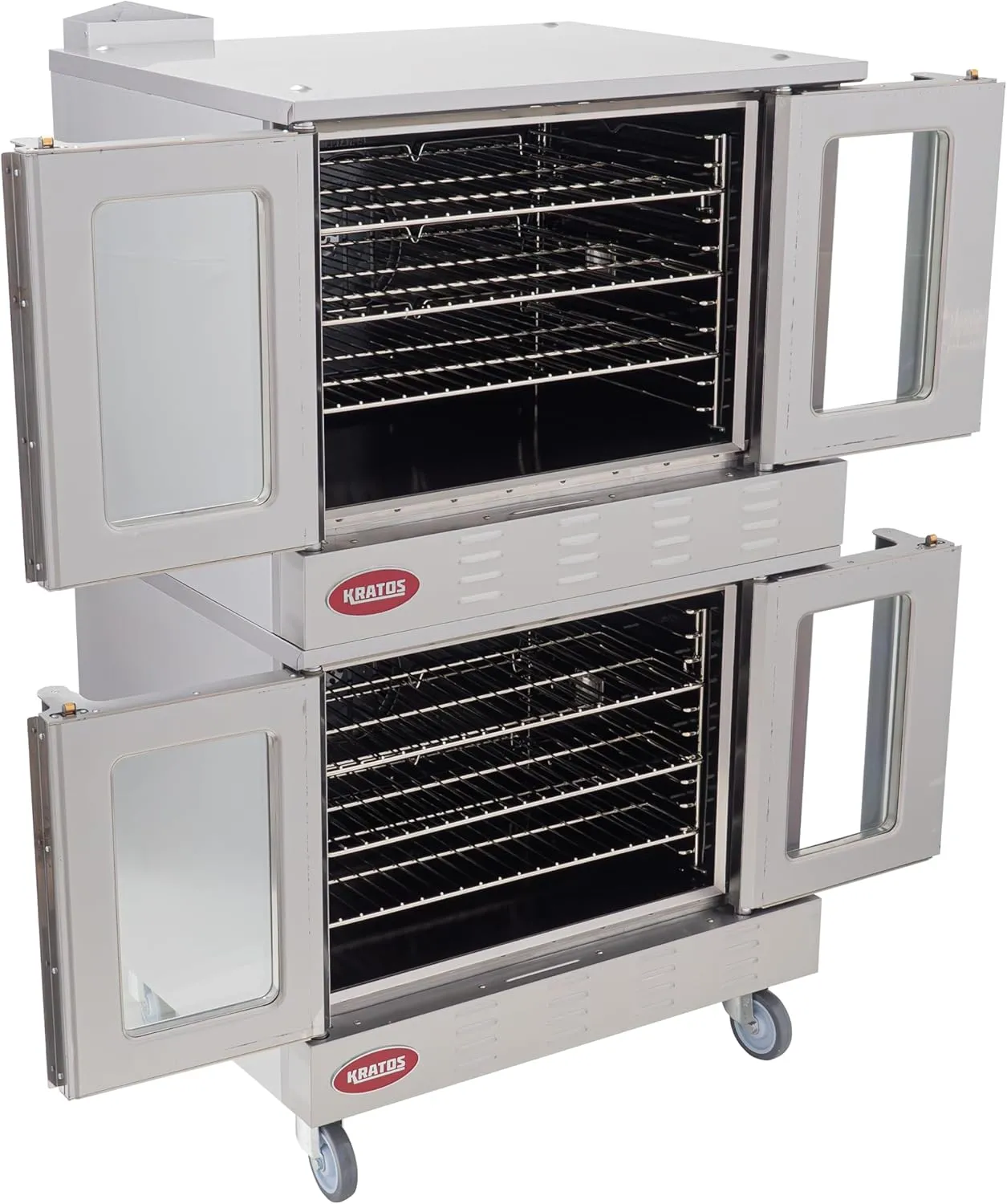Kratos Commercial Electric Convection Oven, Full Size Double Stack Mobile Stainless Steel Electric Oven for Restaurants, 3 Phase, 240V (29Y-063)