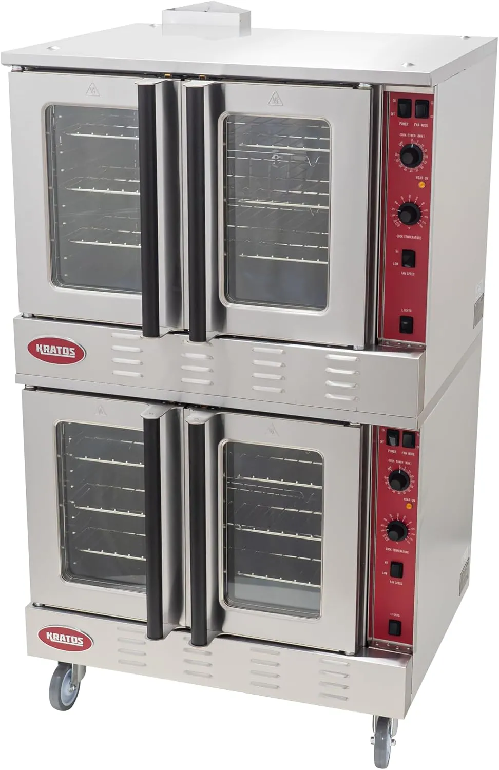 Kratos Commercial Electric Convection Oven, Full Size Double Stack Mobile Stainless Steel Electric Oven for Restaurants, 3 Phase, 240V (29Y-063)