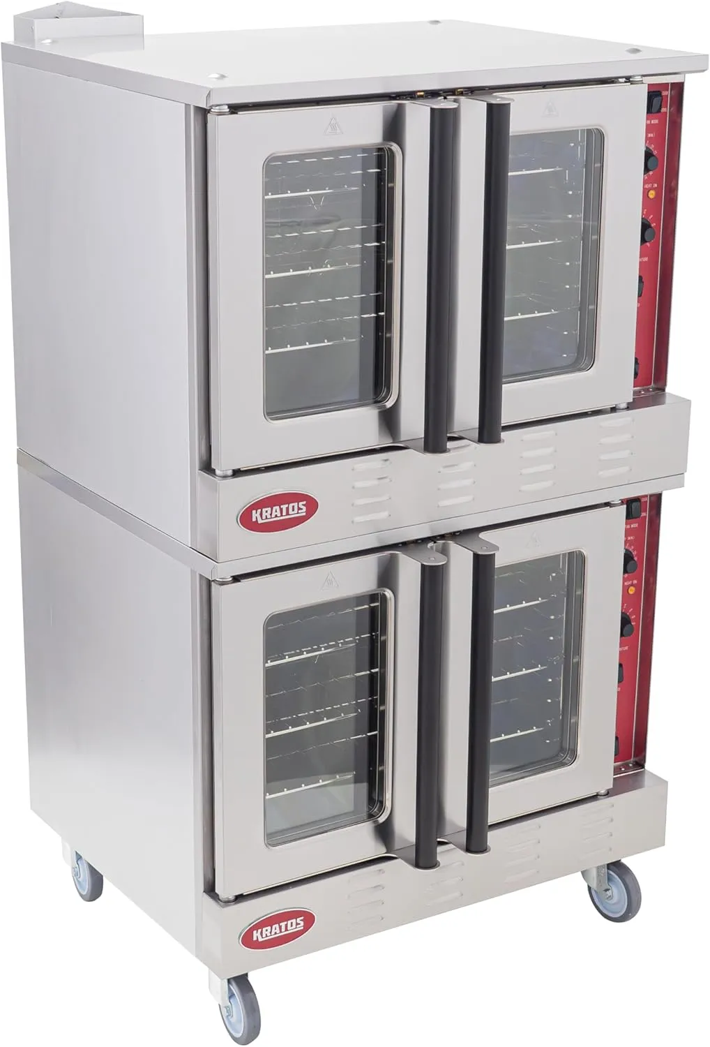 Kratos Commercial Electric Convection Oven, Full Size Double Stack Mobile Stainless Steel Electric Oven for Restaurants, 3 Phase, 240V (29Y-063)
