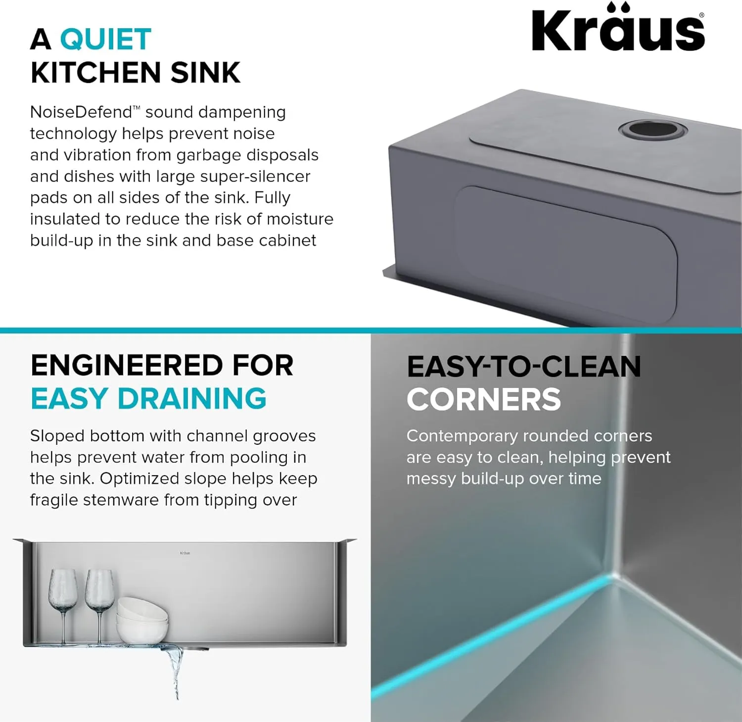 Kraus KHU100-32 Standart PRO 16 Gauge Undermount Single Bowl Stainless Steel Kitchen Sink, 32 Inch