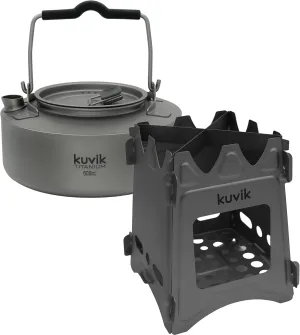 Kuvik 600ml (20.3 oz) Titanium Kettle & Titanium Wood Stove Bundle